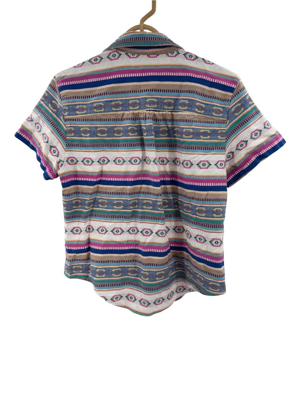 Cabin Creek Striped Multi-Color Cotton Top M vintage button up short sleeve - Picture 2 of 10